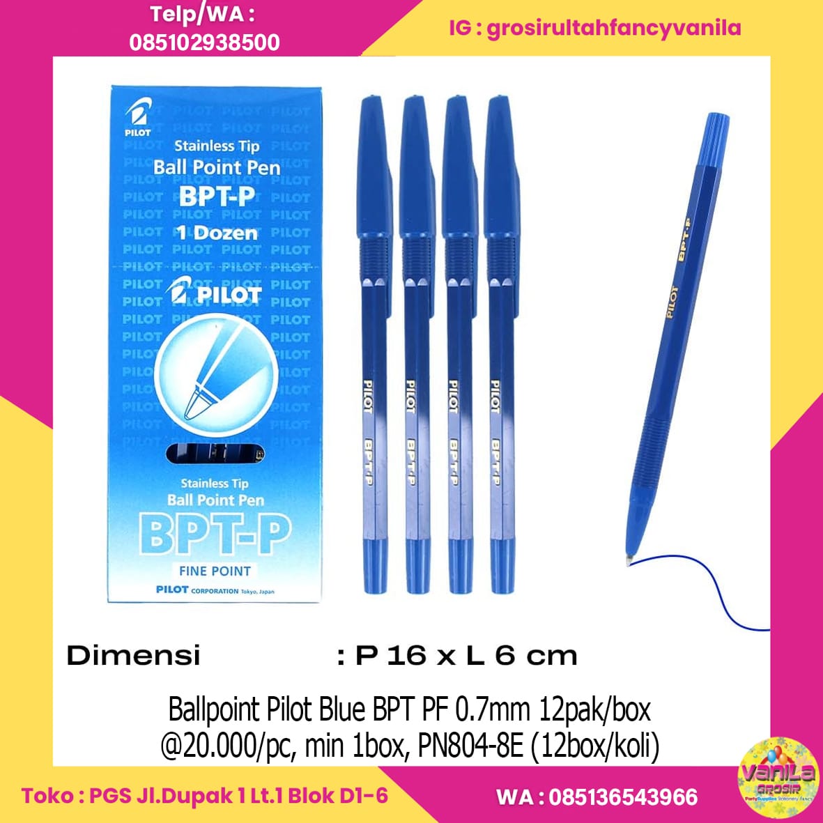 Ballpoint Pilot Blue BPT PF 0.7mm 12pak