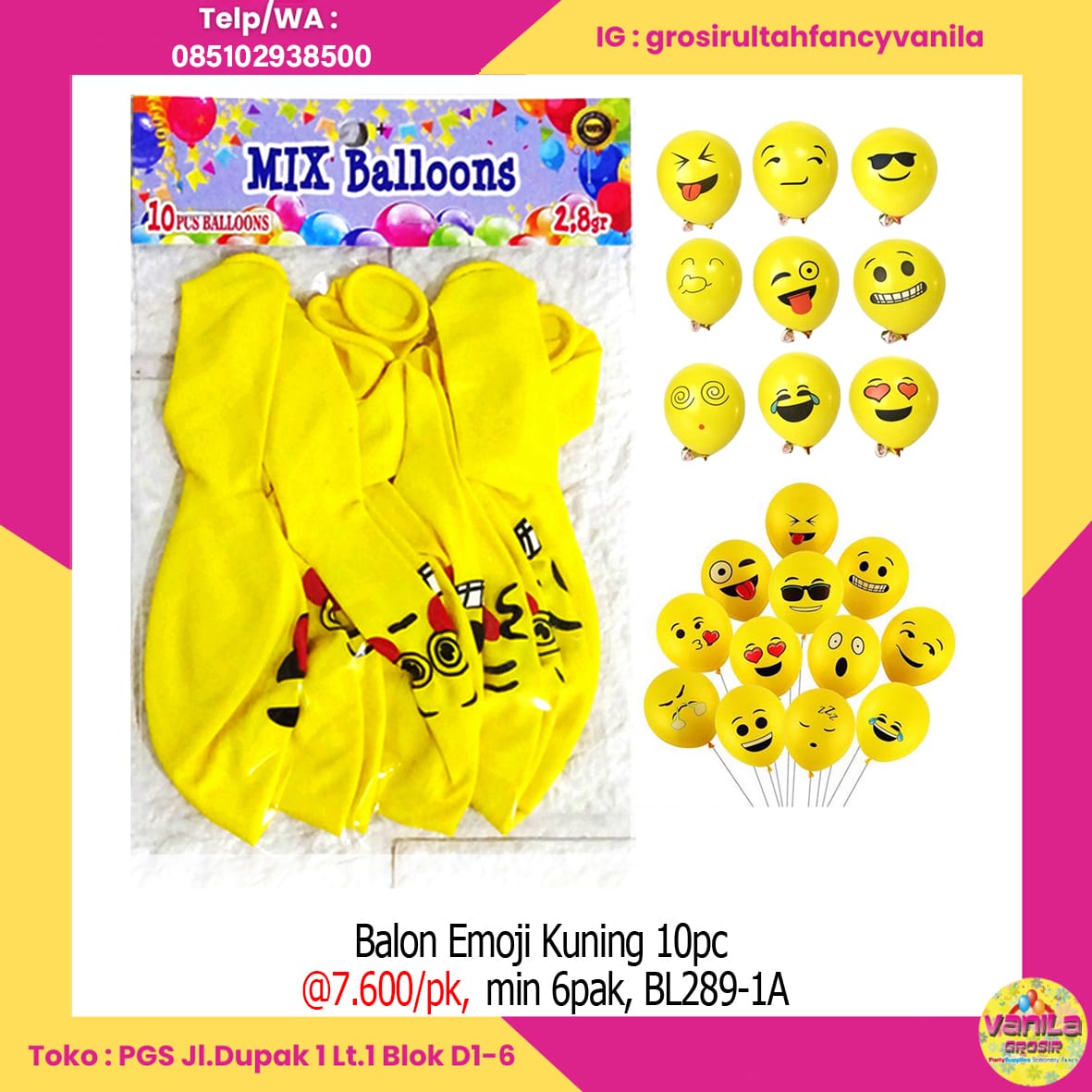 Balon Emoji Kuning 10pc