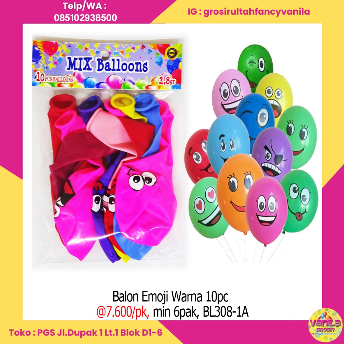 Balon Emoji Warna 10pc