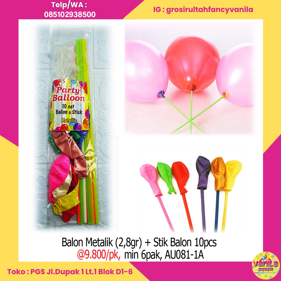 Balon Metalik (2,8gr) + Stik Balon 10pcs