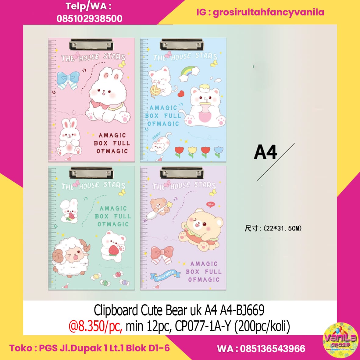 Clipboard Cute Bear uk A4 A4-BJ669