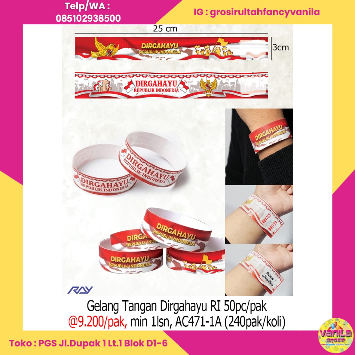 Gelang Tangan Dirgahayu RI