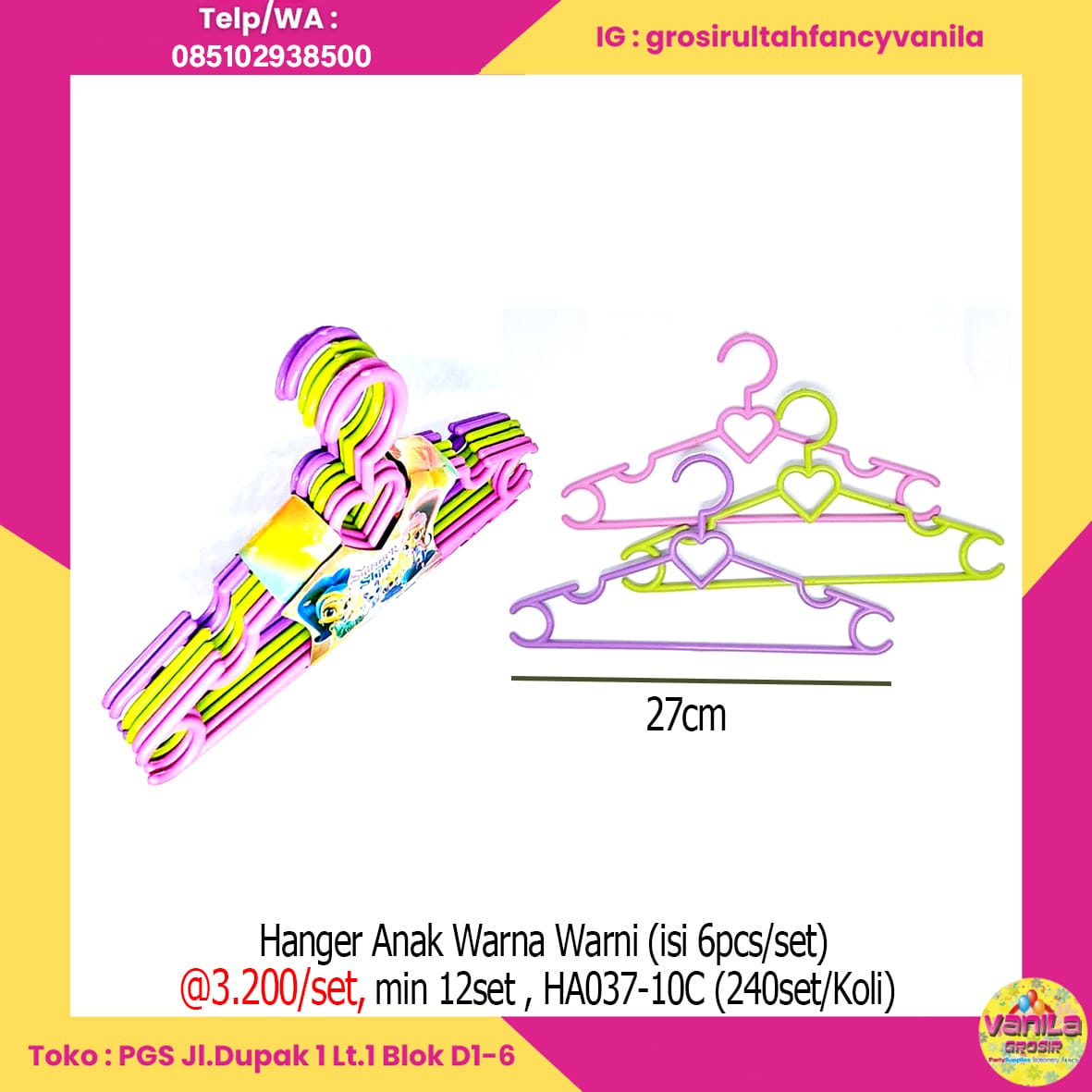 Hanger Anak Warna Warni