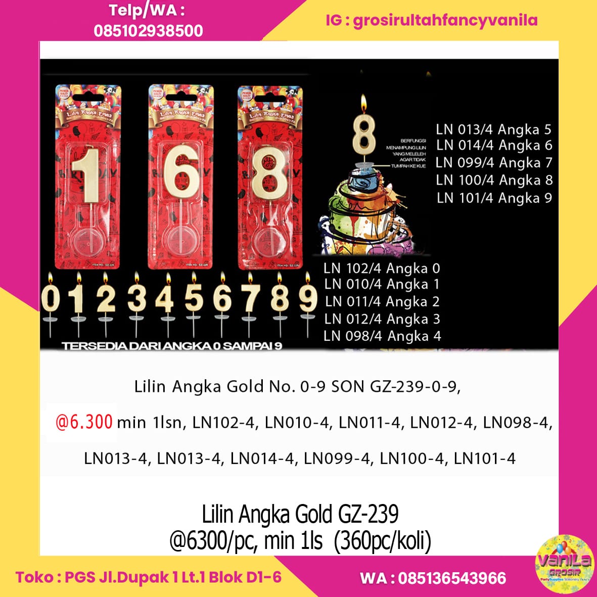 Lilin Angka Gold GZ-239