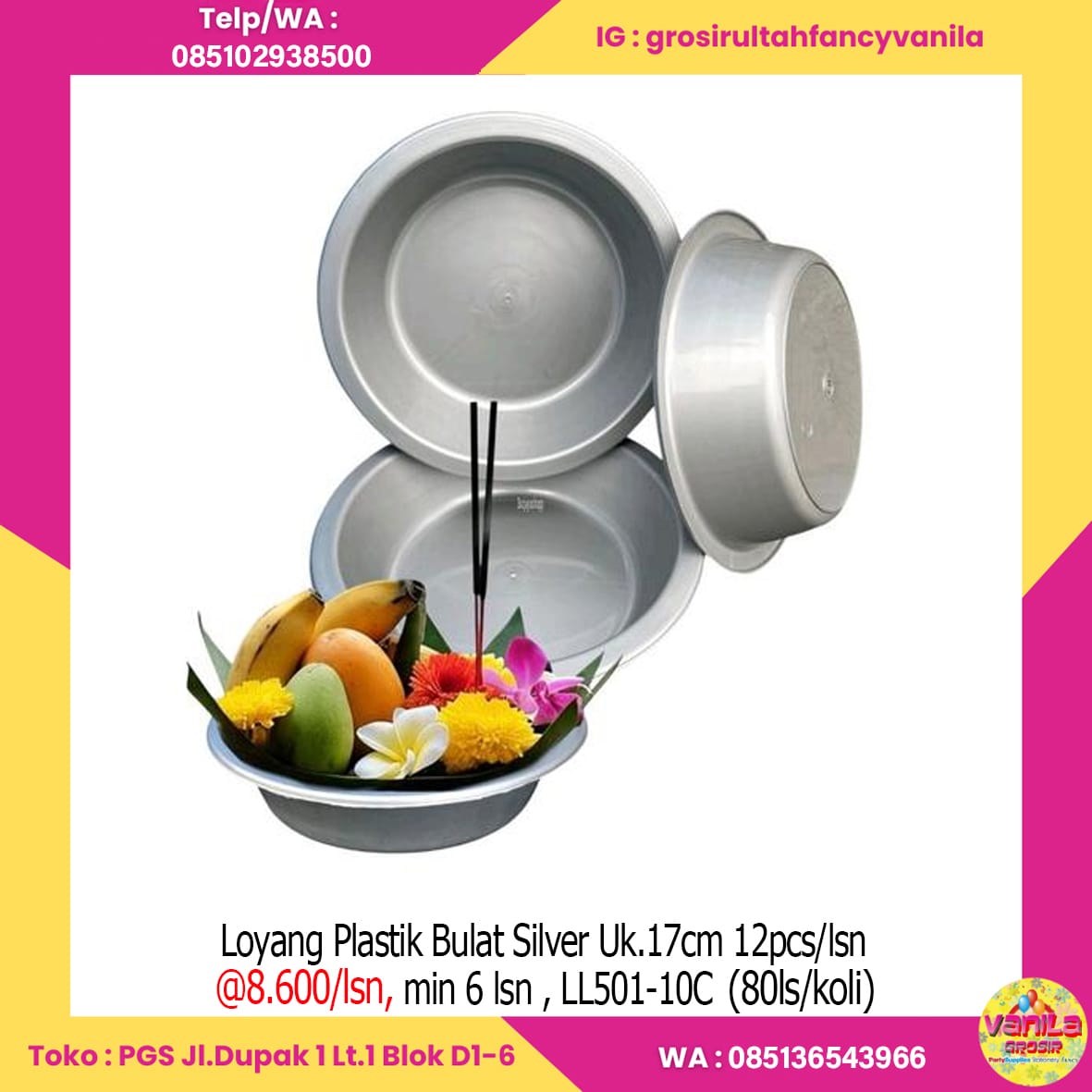 Loyang Plastik Bulat Silver Uk.17cm