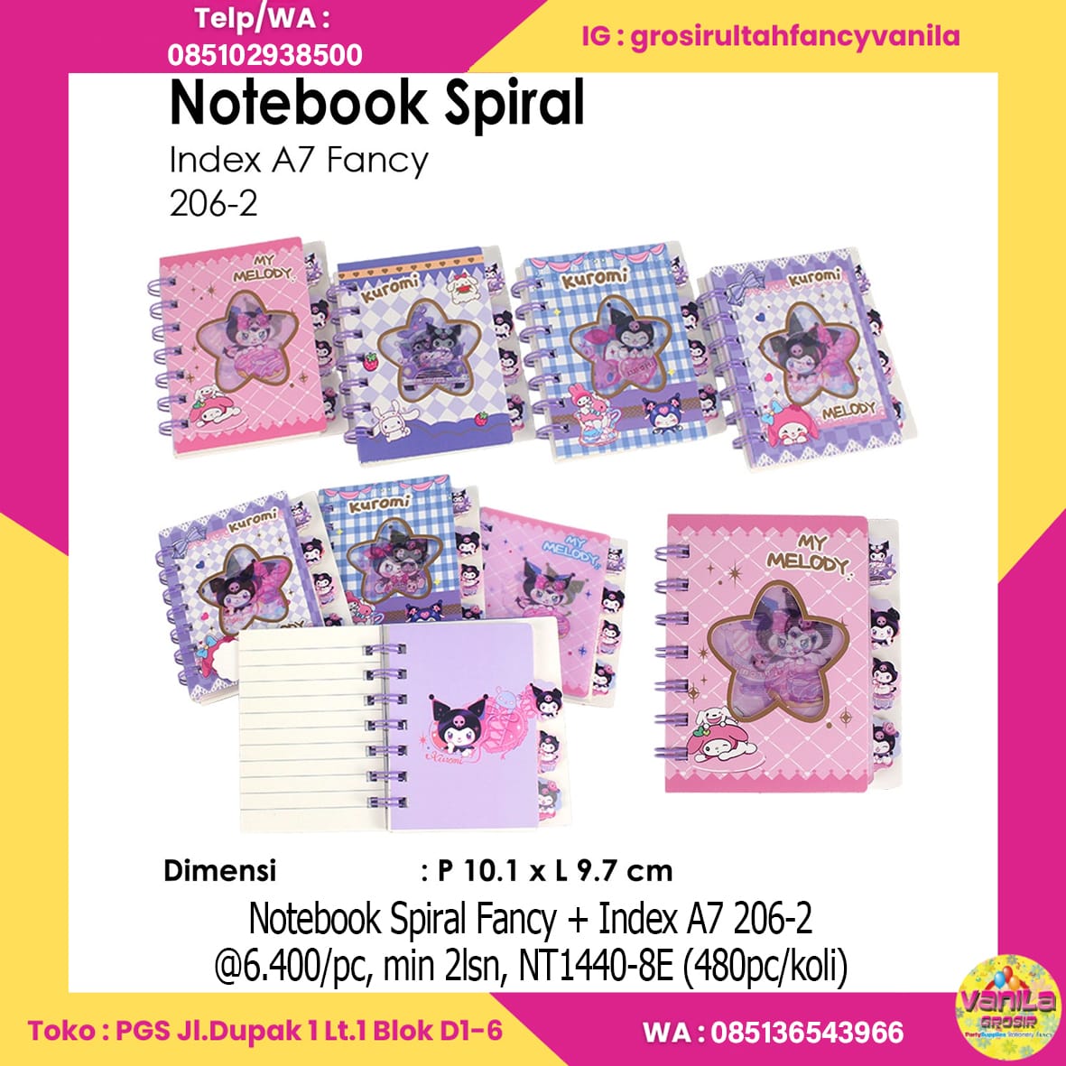 Notebook Spiral Fancy + Index A7 206-2