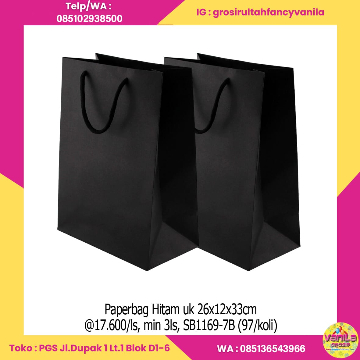 Paperbag Hitam Uk 26x12x33cm