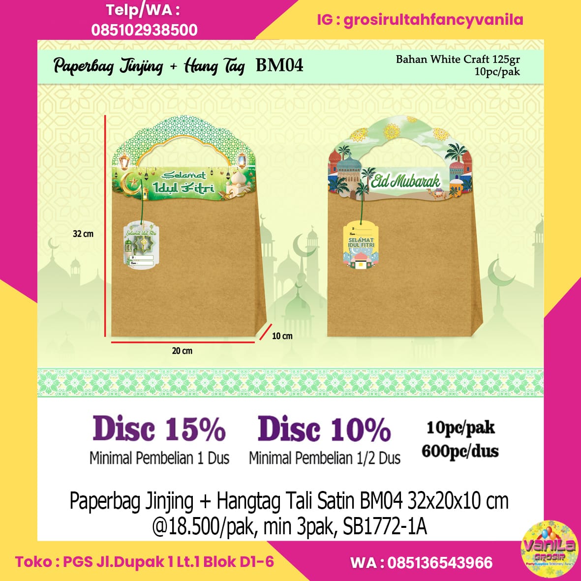 Paperbag Jinjing + Hangtag Tali Satin BM04