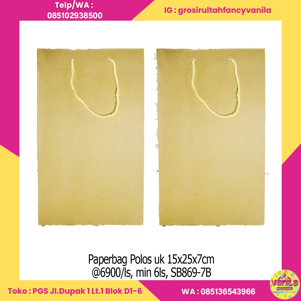 Paperbag Polos Uk 15x25x7cm