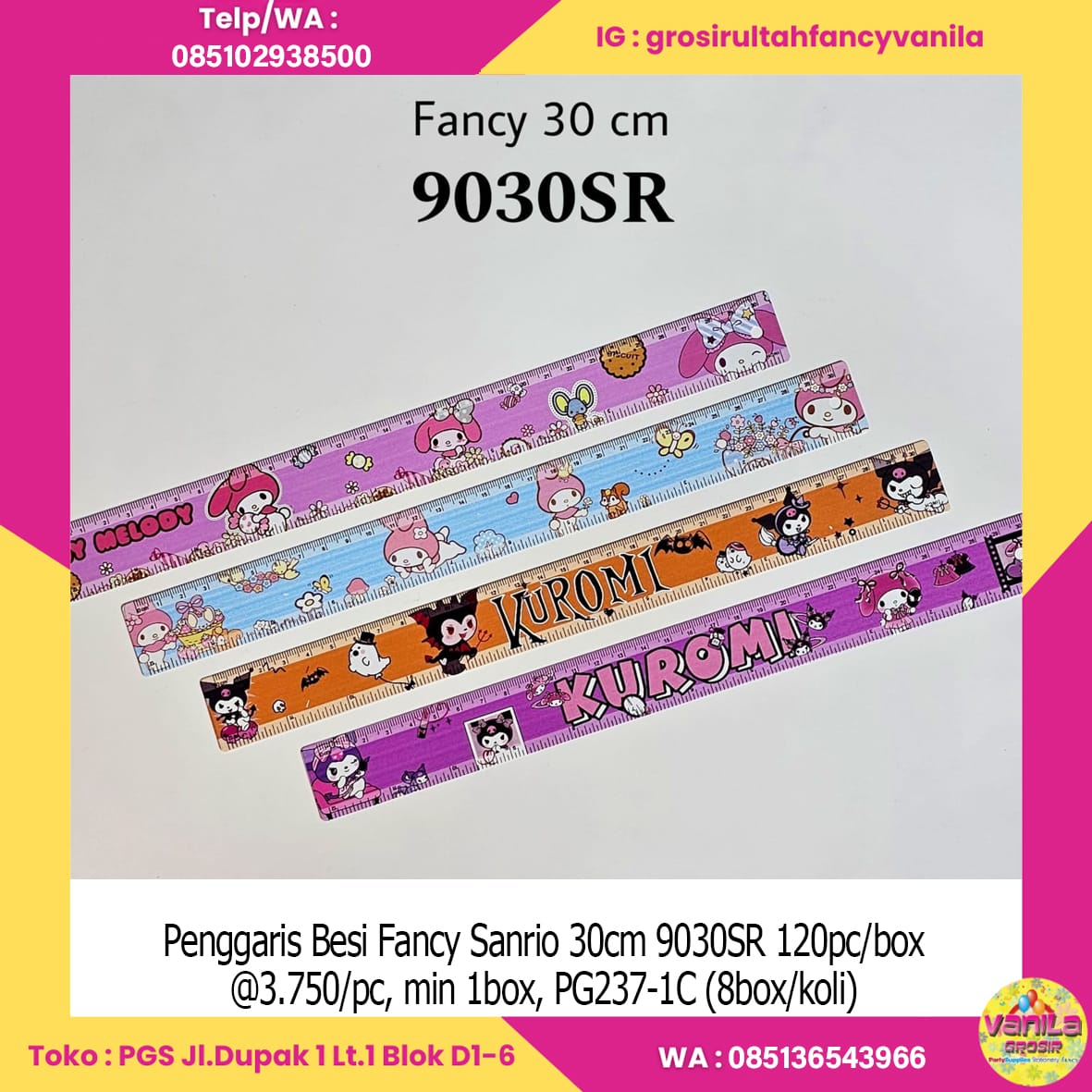 Penggaris Besi Fancy Sanrio 30cm 9030SR