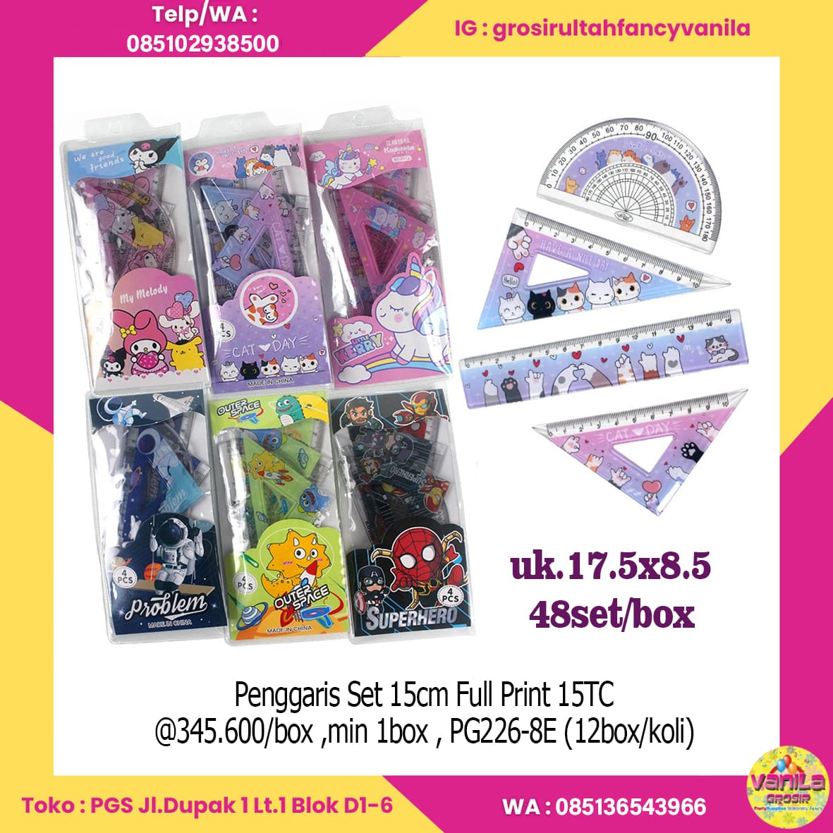 Penggaris Set 15cm Full Print 15TC
