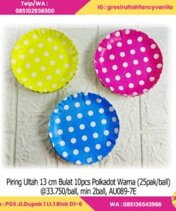 Piring Ultah 13 cm Bulat 10pcs Polkadot Warna 33750