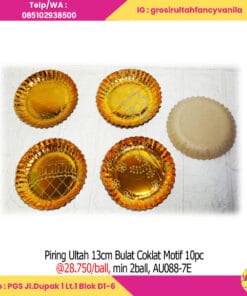 Piring Ultah 13cm Bulat Coklat Motif