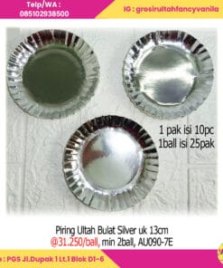 Piring Ultah Bulat Silver uk 13cm