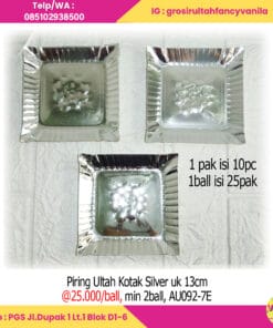 Piring Ultah Kotak Silver