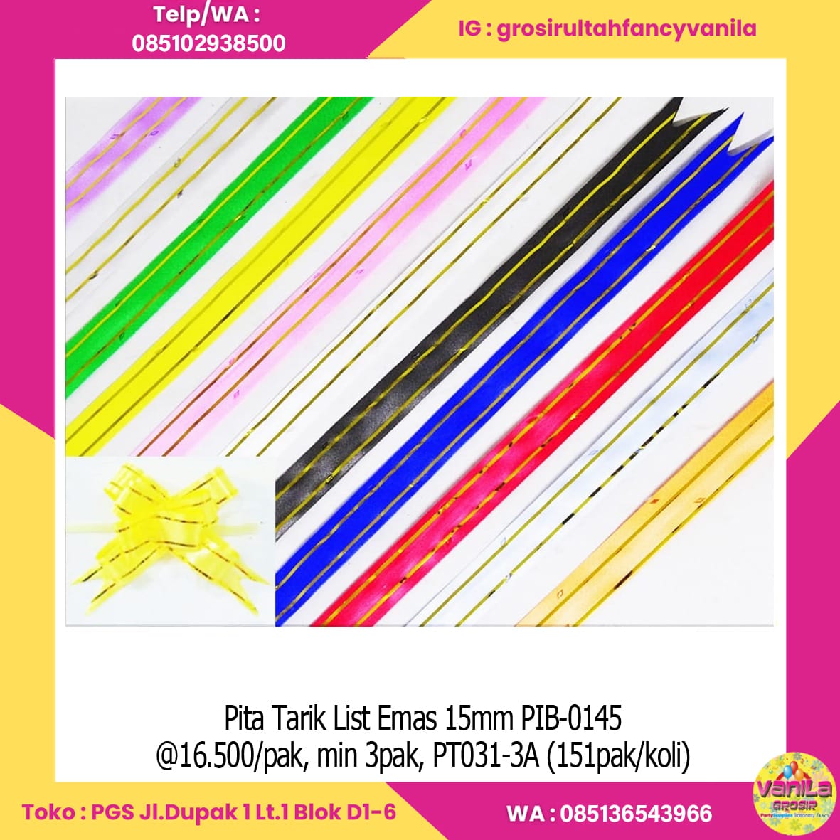 Pita Tarik List Emas 15mm PIB-0145