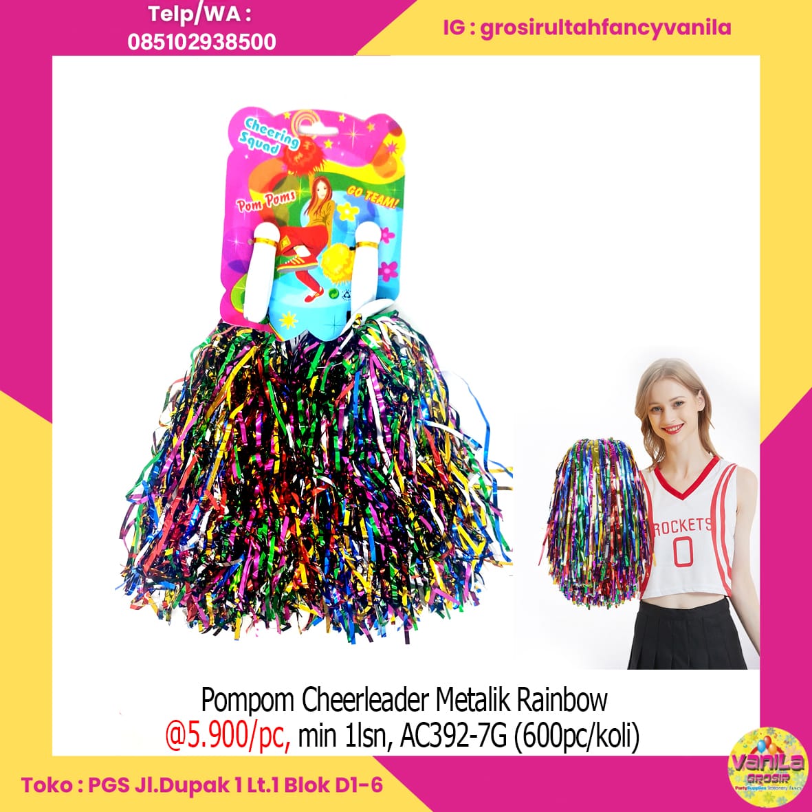 Pompom Cheerleader Metalik Rainbow