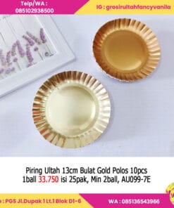 Piring Ultah 13cm bulat gold polos 10pcs