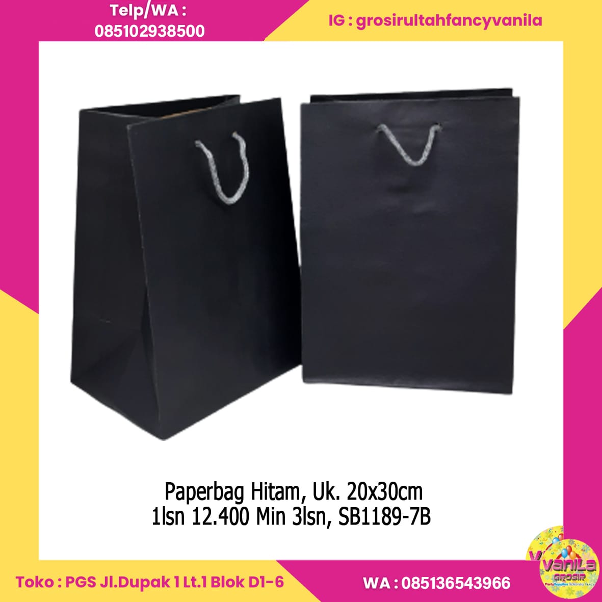 Paperbag Hitam Uk 20x30cm