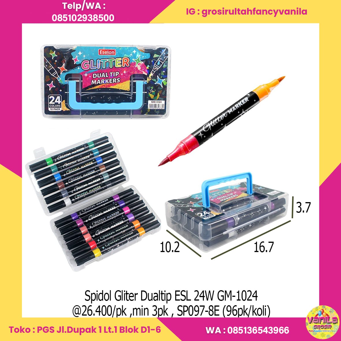 Spidol Gliter Dualtip ESL 24W GM-1024