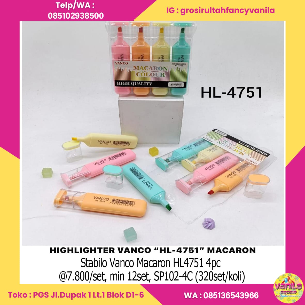 Stabilo Vanco Macaron HL4751 4pc