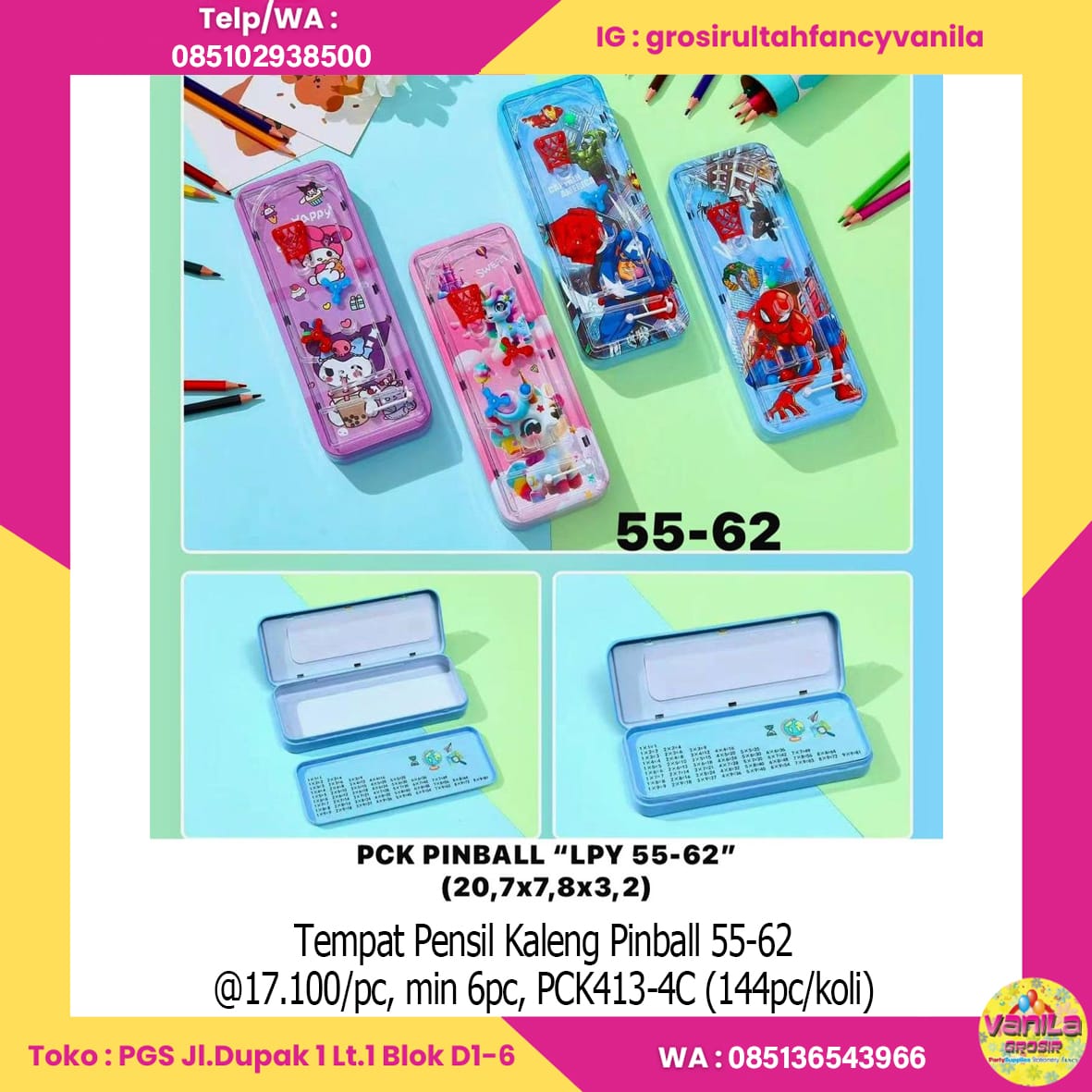 Tempat Pensil Kaleng Pinball 55-62