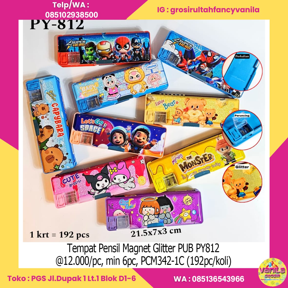 Tempat Pensil Magnet Glitter PUB PY812