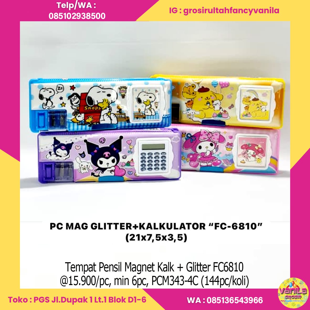 Tempat Pensil Magnet Kalk + Glitter FC6810