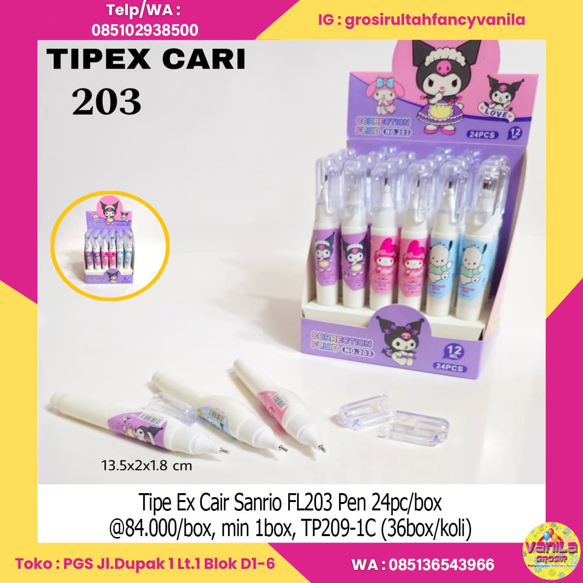 Tipe Ex Cair Sanrio FL203 Pen 24pc