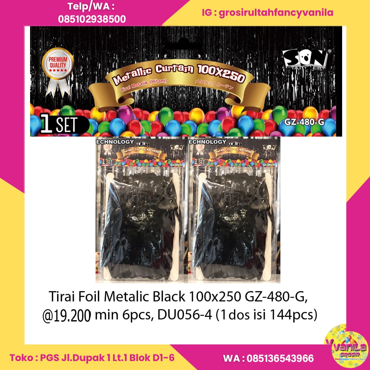 Tirai Foil Metalic Black 100x250 GZ-480-G